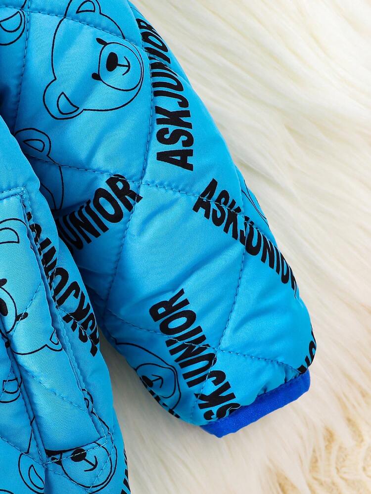 Baby Boy Letter Graphic Zip Up Hooded Coat