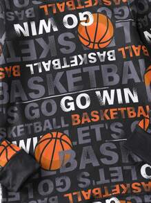 年輕男孩籃球和字母圖形緊身睡衣套裝 - 彩色 - 查看 4