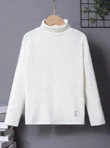 SHEIN 2入組男大童字母補丁細節高領T恤 - 彩色 - 查看 7