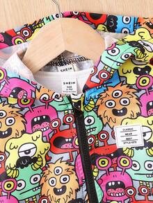 男嬰滿版卡通圖案拉鏈開襟連帽夾克不帶T恤 - 彩色 - 查看 4