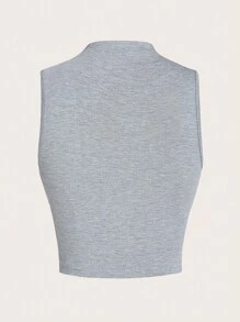 SHEIN EZwear Solid Ruched Tank Top - Grey - View 2