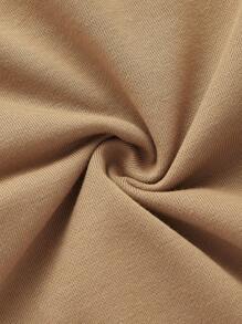 SHEIN Maternity Zip Up Drop Shoulder Hooded Jacket - Camel - View 7