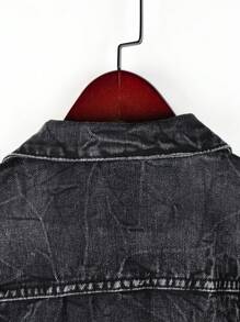 男大童漂白水洗牛仔夾克不帶T恤 - 黑色 - 查看 8