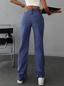 EURMUSE Straight Leg Jeans - Medium Wash - View 2