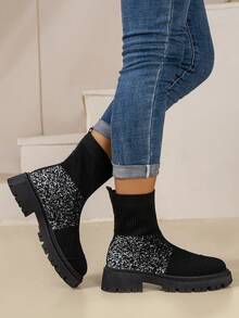 Women's Fashionable Boots - Black - View 3