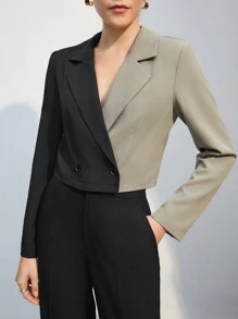 BizChic Hai âm Nút đôi Áo vest - Xám - Xem 5