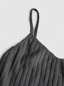 SHEIN Teen Girl Xà Lách Viền Cami Top - Màu xám đen - Xem 3