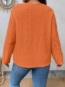 Calvaya 大碼網眼刺繡半排扣T恤