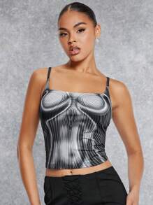 SHEIN BAE Figure Graphic Cami Top - Multicolor - View 4