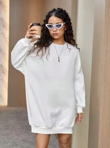 Teen Girl Letter Graphic Drop Shoulder Sweatshirt - White - View 6