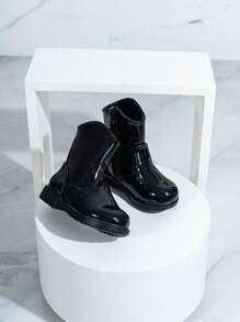 新款秋冬耐用、溫暖舒適平底西式牛仔嬰兒靴，適合各種服裝 - 黑色 - 查看 6