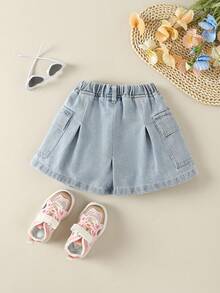 Cô Gái Trẻ Túi nắp bên cạnh Váy Denim - Rửa nhẹ - Xem 2