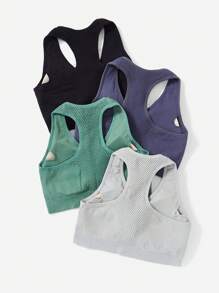 Easithlete 4 chiếc áo ngực thể thao liền mạch Racerback, trang phục quần vợt nữ - Nhiều màu - Xem 2