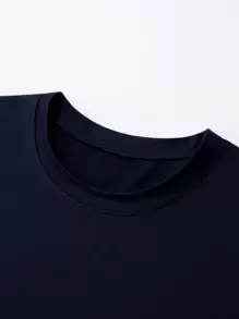 Men Letter Graphic Tee - Navy Blue - View 3