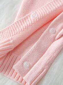 SHEIN Bebé niña Mono ribete con fruncido con botón delantero tejido