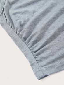 SHEIN EZwear Solid Ruched Tank Top - Grey - View 5