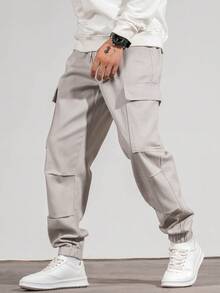 Manfinity Hypemode Men Flap Pocket Side Cargo Jeans - Grey - View 4