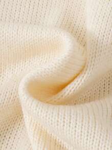 SHEIN Teen Girl Funnel Neck Drop Shoulder Sweater Dress Without Belt - Apricot - View 3