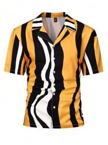 Manfinity Homme 男士加條紋印花襯衫 - 彩色 - 查看 1