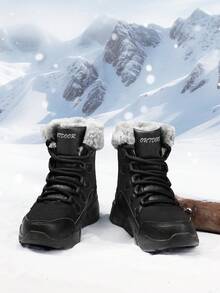 Women's Mid-Calf Snow Boots, Winter Warmth Thickened & Shoes For Outdoor Activities - Black - View 2