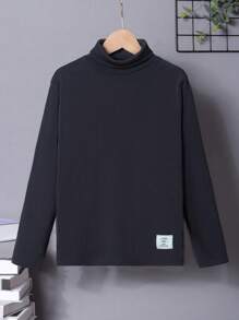 SHEIN 2入組男大童字母補丁細節高領T恤 - 彩色 - 查看 6