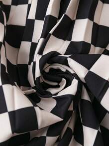 SHEIN LUNE Checkerboard Print Pleated Skirt - Multicolor - View 4