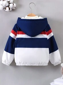 男小童1入組字母圖案撞色加絨內裏連帽夾克 - 彩色 - 查看 2