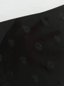 SHEIN Clasi Plus Swiss Dot Asymmetrical Hem Chiffon Coat - Black - View 7