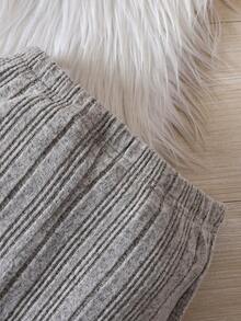 SHEIN 女小童連帽腰帶T恤&喇叭褲 - 灰色 - 查看 7