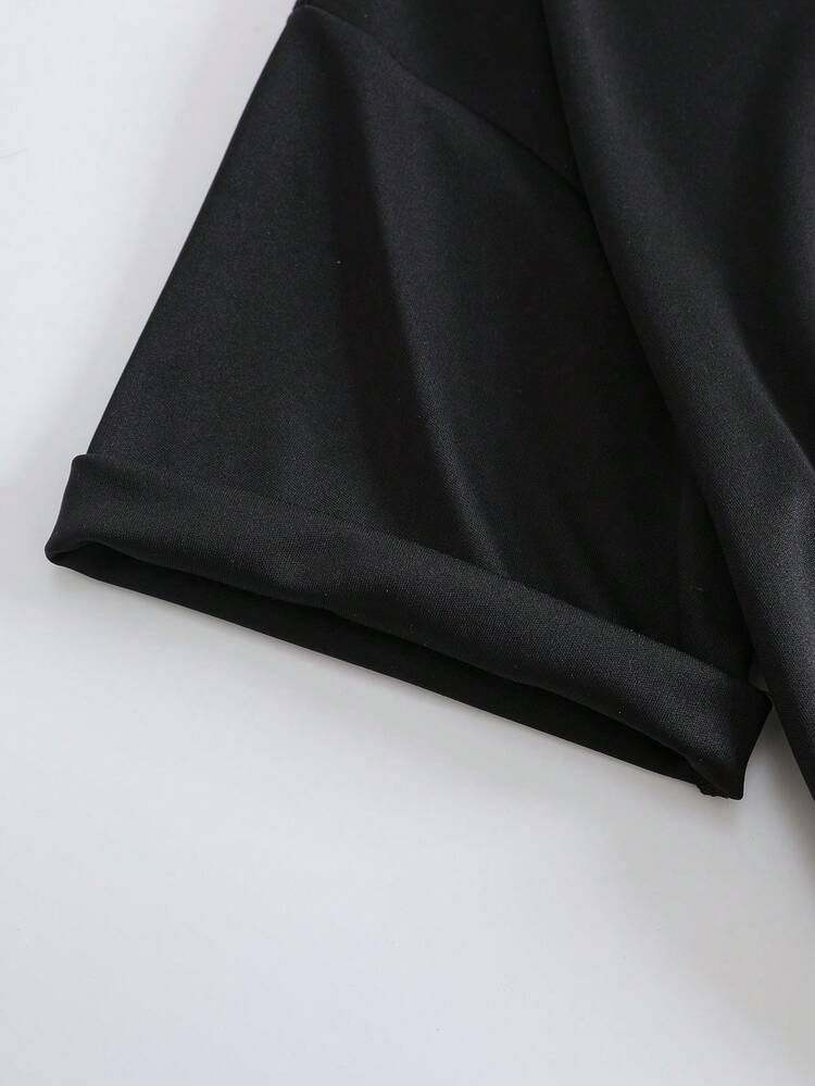 SHEIN EZwear Camiseta con corazón con con estampado floral - Negro - Añade 3