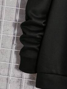 GENTILAND Oversized Men's Christmas Penguin Print Sweatshirt - Black - View 4