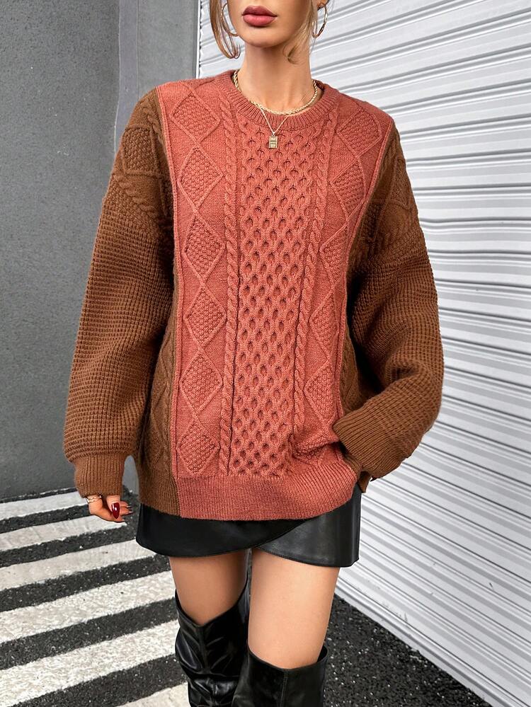 Two Tone Drop Shoulder Sweater