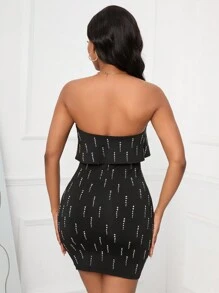 VaVaBold 荷葉邊修身抹胸洋裝 - 黑色 - 查看 2