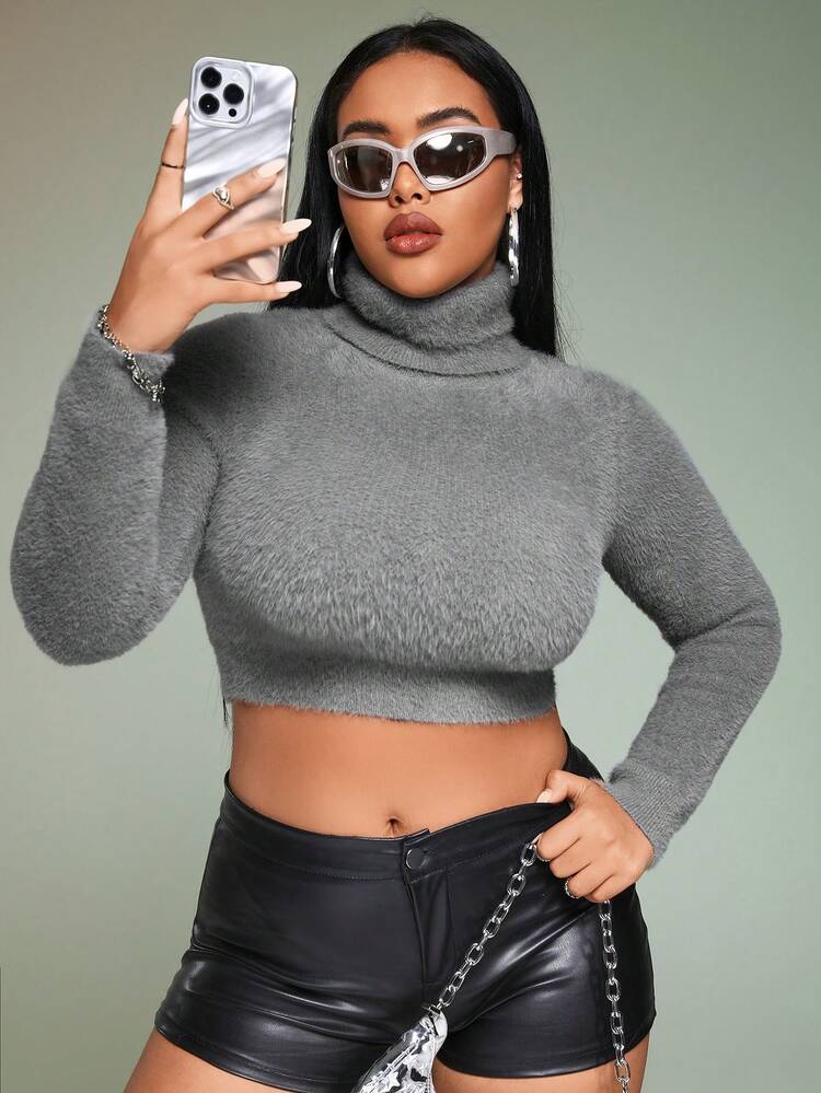Plus Turtleneck Crop Sweater