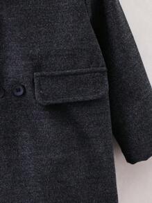 SHEIN Young Boy 1pc Double Breasted Flap Detail Overcoat - Dark Grey - View 4
