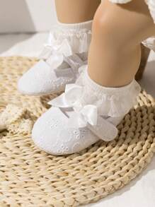 Infant Bow Decor Mary Jane Flats - White - View 3