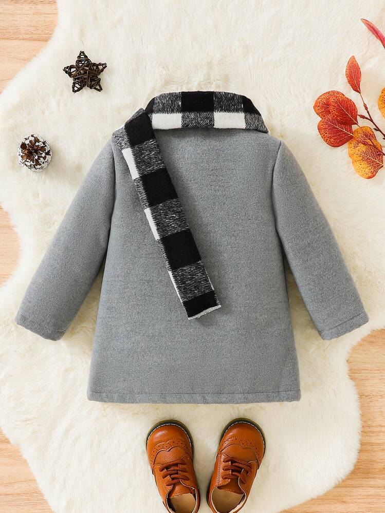 Souflis Souflis 男婴双口袋翻领外套，适合圣诞节男婴外套男婴外套冬季 - 灰色 - 查看 2