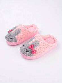 Girls' Pink Cartoon Rabbit Style Fashionable Cute Elegant Simple Comfortable Warm Casual Slippers (random Pattern) - Pink - View 6