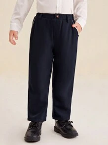 SHEIN Quần ống đứng kiểu dáng trẻ trung cho bé trai - màu nâu - Xem 5