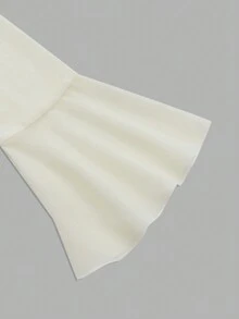 SHEIN MOD 荷葉邊荷葉袖襯衫 - 米色 - 查看 4