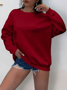 INAWLY Áo nỉ lót nhiệt Plus Solid, Mùa đông - Màu Đỏ Sâu - Xem 5