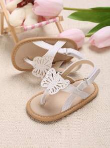 Baby Girls Butterfly Decor Toe Post Cute Thong Sandals For Summer - White - View 6