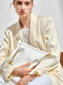 Anewsta 青果領開門襟西裝外套 - 米色 - 查看 5