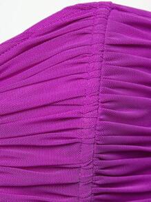 Hauture Off Shoulder Lace Up Ruched Crop Top - Purple - View 6