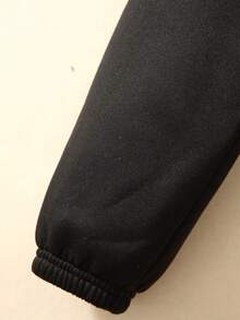 SHEIN Young Boy 2pcs Striped Print Patched Detail Sweatpants - Black - View 7