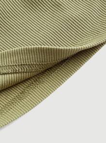 SHEIN MOD Solid Halter Neck Backless Top - Army Green - View 4