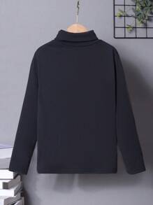 SHEIN 2入組男大童字母補丁細節高領T恤 - 彩色 - 查看 2