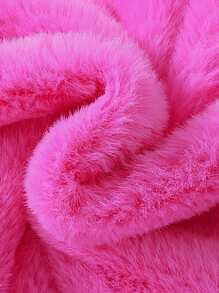 SHEIN 女嬰誇大領口毛茸茸外套 - 粉色 - 查看 3