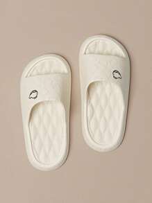 卡通鯨魚圖案女性厚鞋底防滑乙烯-乙酸乙烯共聚物拖鞋適用於家庭和浴室,白色