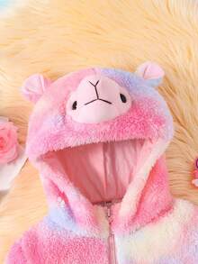 SHEIN Cô Gái Trẻ Nhuộm buộc Gấu 3D Thiết kế áo có mũ Áo khoác Teddy - Nhiều màu - Xem 4
